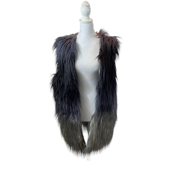 Valerie Stevens Ombré Faux Fur Open Front Vest Size Large - Picture 6 of 12